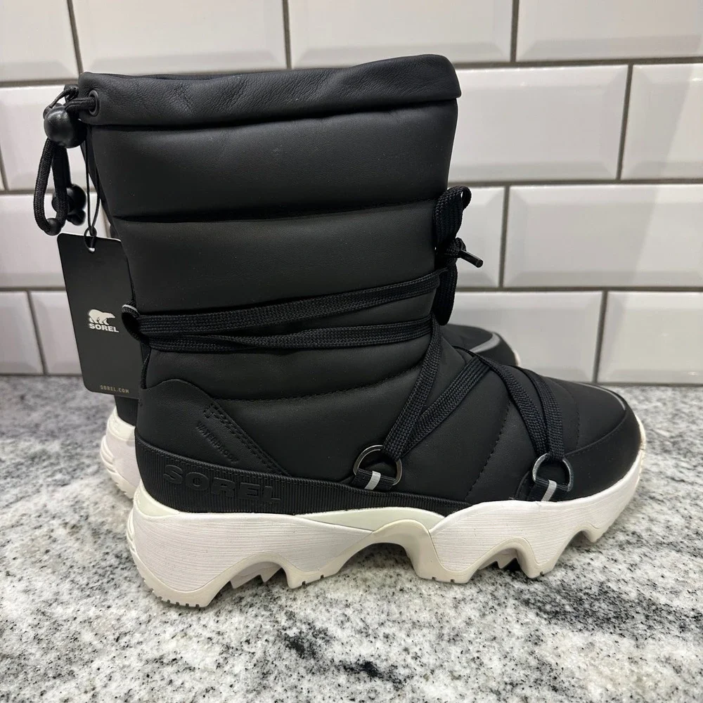 Sorel Women 9 Kinetic Impact NXT Mid Boot Black Waterproof Insulated Puffer Tech